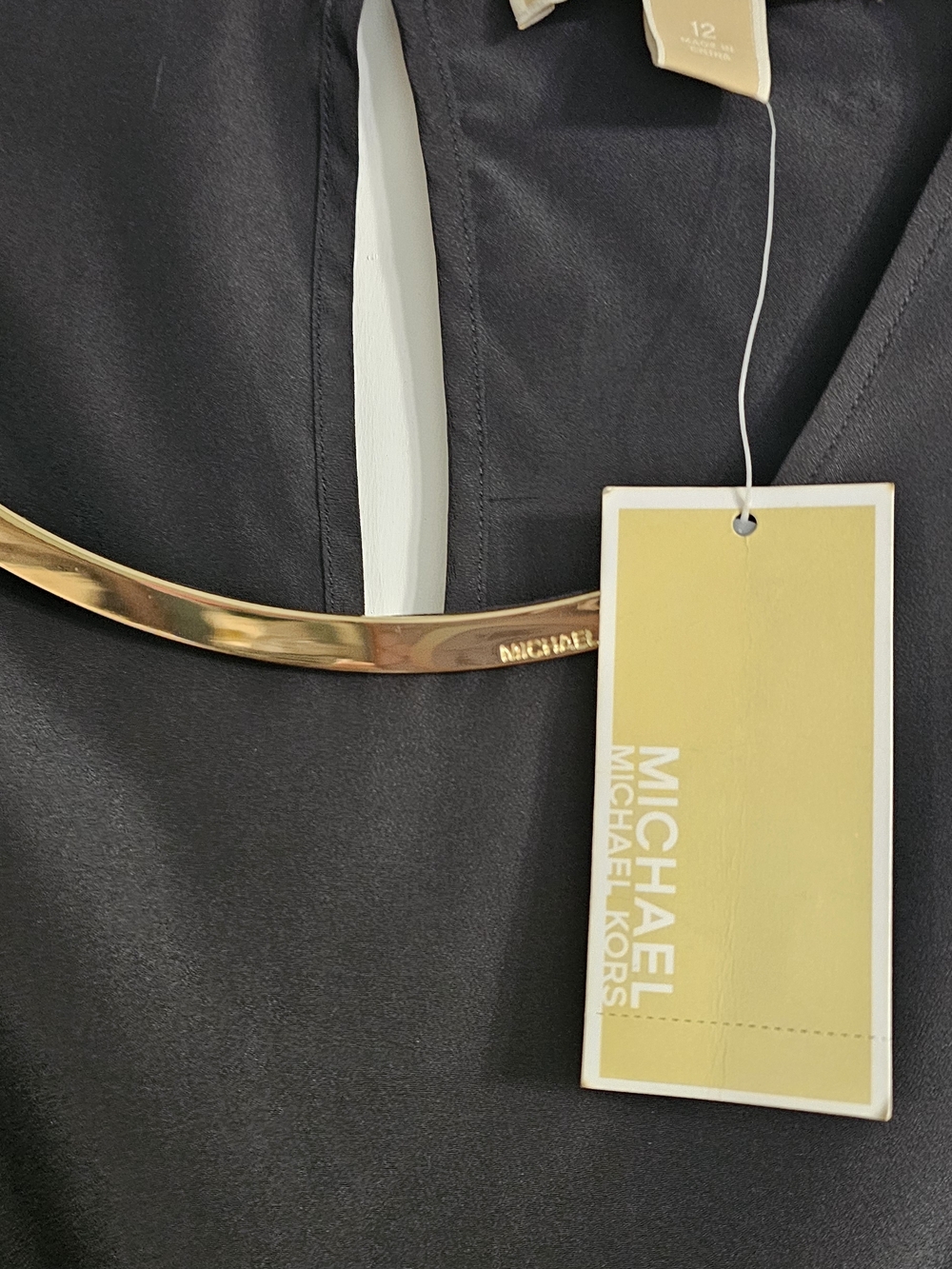 Michael Kors Black Blouse with Gold Neck Bar